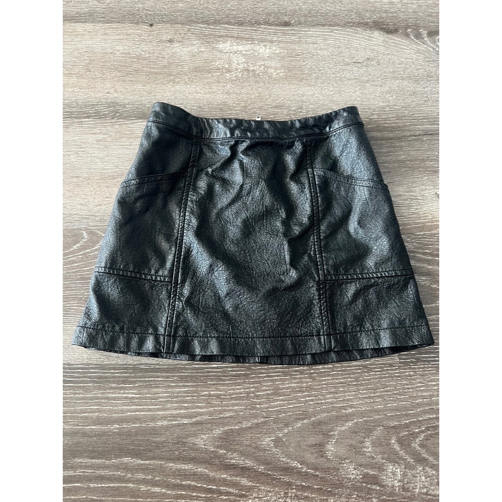 Art Class Faux Leather Skirt Kids S 6/6X Black Mini Zip Pockets